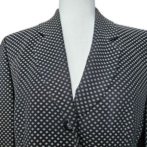 Joseph Janard vintage wool blend skirt suit navy-black silver long jacket sz. 10